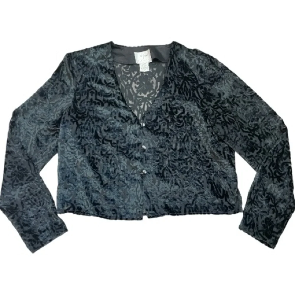 Black Burnout Velvet Cropped Jacket